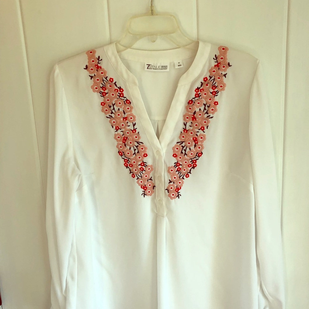 Long sleeve embroidered blouse